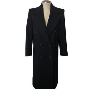 Jones New York Black 100% Pure Wool Double-Breasted Straight Overcoat  Jacket 4P